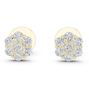 Pendientes de Lujo con Diamantes Cultivados en Laboratorio, Corte Brillante Redondo, Oro Amarillo de 10K, Diseño Imperial Bloom - Product Image 1