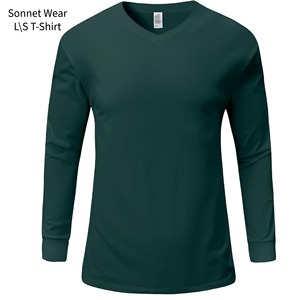Cotton V-Neck <b>Long</b> <b>Sleeve</b> T-Shirt for <b>Men</b> Plain Outdoor Sweater Basic <b>Top</b> - Product Image 1