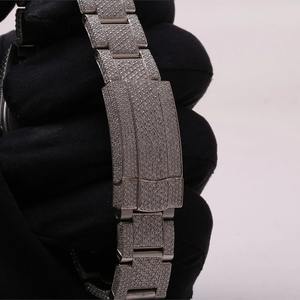 Reloj Cronógrafo de Moda Unisex de Lujo, Estilo Hip Hop, Cuarzo, Moissanita, Completamente Engastado con Diamantes, Caja de Acero Inoxidable, Correa de Oro Amarillo - Product Image 3