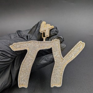 Colgante con Letra Inicial, Moissanita VVS, Chapado en Rodio, Plata 925, Colgante Personalizado, Joyería Moderna para Hombre, Estilo Hip Hop, para Boda - Product Image 1