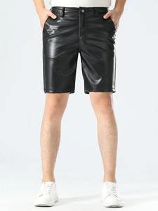 Pantalones cortos de cuero holgados de cintura alta de lujo de gran tamaño con múltiples bolsillos con estampado digital informal OEM al por mayor para hombres - Product Image 2