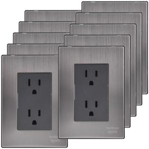 Presa di corrente elettrica, MXIOX-006, 10 pezzi, contatto doppio, 125-250VAC, 15A, 50/60Hz, Argento/Oxford, Acciaio inossidabile/PC. - Product Image 1