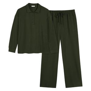 <b>Women's</b> <b>Lounge</b> Wear Sweatsuit Set Multi-Color Solid Long Sleeve Button Closure Pull-Up Top Relaxed <b>Pants</b> Comfortable Sleepwear - Product Image 4