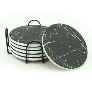 Handmade Wholesale Decorative Natural White black <b>Marble</b> <b>coasters</b> white <b>coaster</b> and black white <b>coaster</b> hexagon <b>coasters</b> - Product Image 2