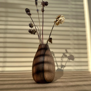 Vase à fleurs en bois naturel, décoration en bois minimaliste artisanale pour les intérieurs modernes - Product Image 3
