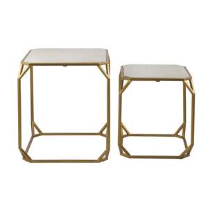 Custom Design Iron Made Center <b>Table</b> Home and Office Set of 2 White <b>Gold</b> Designed Manufacturer Indian Factory - Product Image 1
