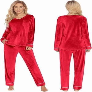 Conjunto de Pijama Unisex de Terciopelo, Camisa de Manga Larga con Cuello en V, Sexy, Transpirable, Suave, Tallas Grandes, Estilo Casual, Elegante y Vintage - Product Image 2