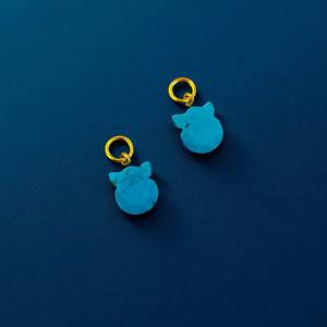 Colgante de dijes tallados de gato de piedras preciosas turquesa-piedra tallada de animales de plata 925-pulsera para niños al por mayor - Product Image 4