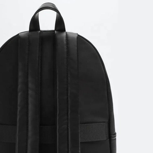 Minimalist <b>Black</b> Softback <b>Backpack</b> With Laptop Compartment Water Resistant Zipper Closure Unisex Shoulder Straps - Product Image 4