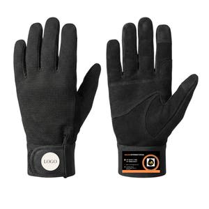 Horse Riding Equestrian Gloves Suede Palm Grip Breathable Mesh Fabric Touchscreen Full Finger Adjustable Wrist <b>Strap</b> UV Quick - Product Image 1