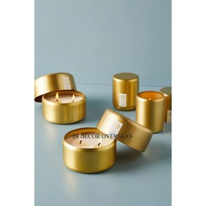 Tarro de vela de lujo hecho de Metal de la mejor calidad con textura martillada chapada en oro de alto grado con tapa superior de cobre a un precio impresionante - Product Image 4