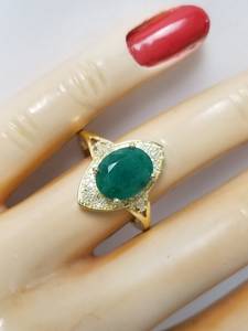 Bague de fiançailles ovale émeraude bague de Cocktail en diamant taille ovale pour femmes bague en diamant vert pour cadeaux Art déco diamant de mariage - Product Image 6