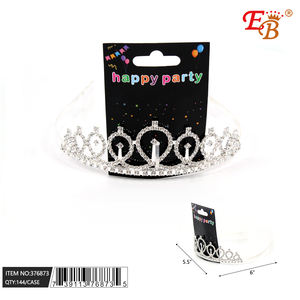 มงกุฎเงิน EB ขนาด 5.5x6 นิ้ว ประดับเพชร สำหรับตกแต่งงานปาร์ตี้เด็ก ใช้ภายในอาคาร - Product Image 1