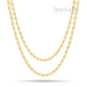 Hot Sale 925 <b>Silver</b> 14K Gold Plated 3mm Moissanite Rope Chain <b>Choker</b> Set for Men Premium <b>Necklaces</b> - Product Image 1