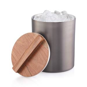 Minimalist Stainless Steel Ice <b>Bucket</b> with Handle and <b>Lid</b> Sleek Cylindrical Design Insulated for Home Bar Parties and Gifting - Product Image 6