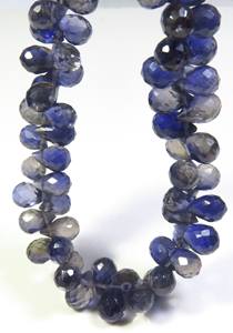 Perles de pierres précieuses en iolite bleue naturelle facettées en forme de briolette 9-11 mm Perles de pierres précieuses en iolite en forme de larme 9 pouces pour la création de bijoux - Product Image 5