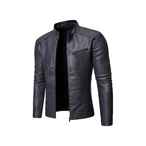 Chaqueta de cuero sintético para hombre, Cazadora Bomber de talla grande, ajustada, para motocicleta, nueva moda - Product Image 4
