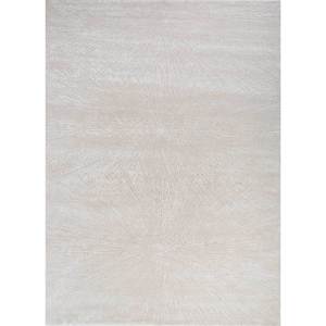 Tapis Uvenuti grande surface noué à la main en laine et soie de bambou, motif abstrait rectangulaire ivoire pour la maison, le couloir, modèle 5005 - Product Image 1
