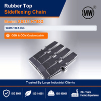Magnetische roestvrijstalen zijflexibele rubberen bovenketting SS881-K750G 38,1 mm pitch op maat gemaakt voor koeltunnel