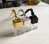 Flacon de parfum carré en bois de 8 ml avec bouchon à vis, estampage à chaud, diffuseur d'air unique pour voiture, flacon vide avec couvercle en bois coloré