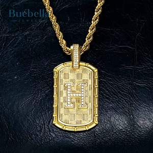 Colgante de plata esterlina 925 chapado en oro de 18 quilates, colgante de letra inicial de Hiphop Iced, colgantes y dijes de moissanita para hombres y mujeres - Product Image 3