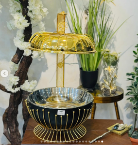 หรูหราแขวนจานสแตนเลสลายดอกไม้อย่างยั่งยืนดอกไม้ทองเหลืองโบราณสีเงินขนาด8ลิตร - Product Image 1