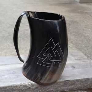 Tasse Viking en corne de buffle naturelle de haute qualité fabriquée à la main Vintage Drinkware Sculpture animale polie par l'artisanat en croissant - Product Image 4