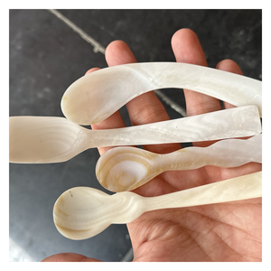 Cuchara de concha natural, forma de concha hecha a mano para aperitivos, postres, mariscos, ideal para uso doméstico, restaurantes y decoración costera - Product Image 1