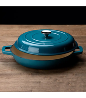 Utensilios de cocina de lujo, cazuela de hierro fundido esmaltado, para el hogar antiadherente, accesorios de cocina, forma redonda, directo de fábrica India