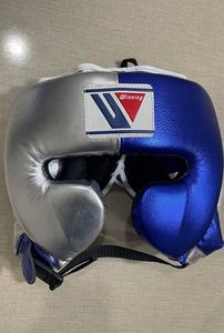 Ensemble de boxe d'entraînement argenté bleu, gants de boxe de qualité supérieure en cuir véritable à 100%, durables, respirants, confortables, protège-tête, protège-aine - Product Image 4