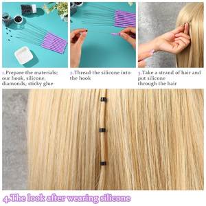 Ensemble d'outils d'extension de cheveux 10 pièces enfileur d'aiguille de boucle tirant le dispositif de perle de crochet pour la coiffure facile - Product Image 3