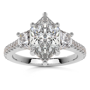 เพชรโมอิสทรงหกเหลี่ยมแบบยาวประดับเพชรชุบทองพร้อมแหวนเจ้าสาวตัดลูกแพร์ - Product Image 1