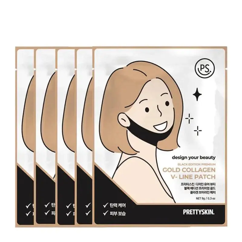 Korean Double Chin Mask Skincare Products Pretty Skin Black Edition Premium Gold Collagen V-Line Patch