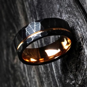 แหวนทุบหินเหล็กทังสเตนคาร์ไบด์แหวนเหล็กดามัสกัสลายบิดของขวัญสำหรับการหมั้นและแหวนแต่งงานของคุณ - Product Image 5