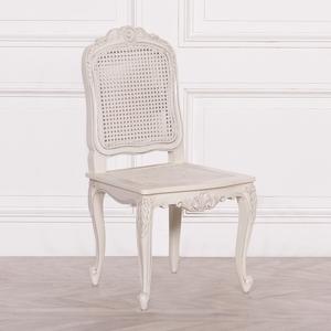 <b>White</b> French Provencal Rattan <b>Dining</b> <b>Chair</b> Made Of Solid Teak Wood High Quality With Rattan For Indoor Use - Product Image 1