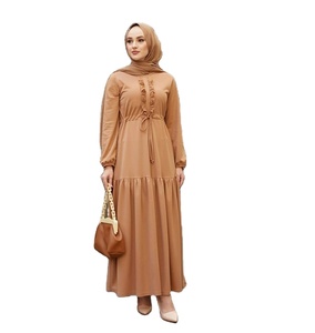 Abaya taille moyenne plaquée avec cordon de serrage Nouveau modèle Abaya Pakistan à Dubaï Vente en gros Caftan musulman Robe abaya pour femme - Product Image 1