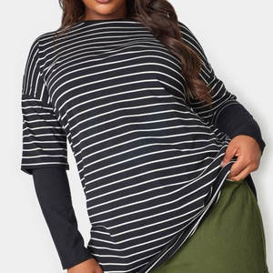 เสื้อยืดทรงสลิมฟิตสำหรับผู้หญิงดีไซน์ใหม่เสื้อผ้าลำลองตัวยาวสำหรับผู้ใหญ่พิมพ์ลายสีพื้นสำหรับฤดูร้อน - Product Image 2