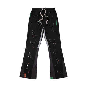 OEM/ODM Track Jogger Stacked Pant Custom Heavyweight Fleece Cotton Hand-painted <b>Wide</b> <b>Leg</b> Baggy Flared Sweatpants <b>for</b> <b>Men</b> - Product Image 5