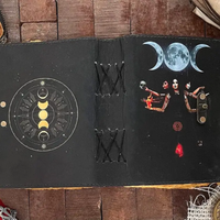 Journal de Sorcière Triple Lune en Cuir Gothique Vintage, Cahier de Formules Magiques à Reliure Thermique, Cadeau de Collection pour Fans et Écrivains Al-Amir
