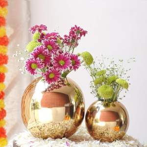 Metal Ball Round Flower <b>Vase</b> for <b>Gold</b> Finished Table Decorative <b>Vase</b> for Bedroom Living Room Office Wedding - Product Image 5