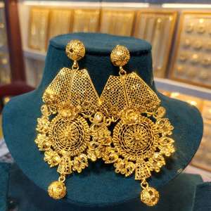 Ensemble de collier ovale en argent de luxe avec boucles d'oreilles pendantes assorties, bijoux de créateur, modèle 63055 - Product Image 3