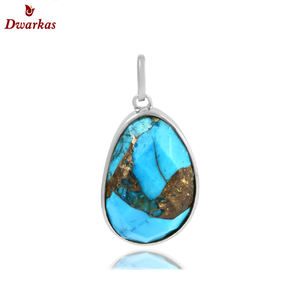 Design simple 925 argent Sterling Turquoise teint pendentif en pierres précieuses bijoux à la mode pour cadeau - Product Image 1