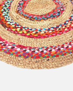 Alfombra de pelo de fibra de algodón de yute hecha a mano de alta demanda redonda y de felpa para decoración del hogar y alfombrilla para puerta de sala de estar para entrada - Product Image 3