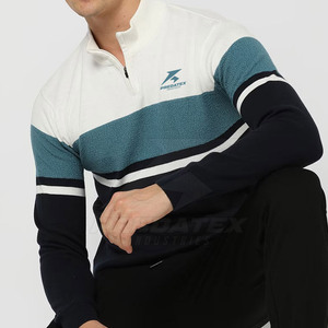 High Quality Cotton Blended Stand Collar <b>Quarter</b> Zipper Winter <b>Sweater</b> Solid Eco-Friendly Comfortable Breathable Casual Style - Product Image 2