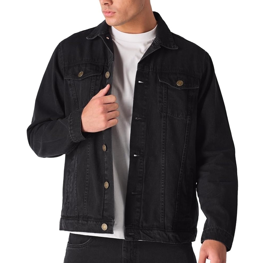 Power Punch OEM Design Men Streetwear Fashion Washed Black Vintage Denim Winter