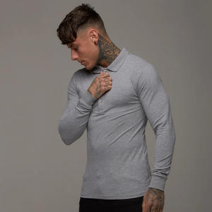 Gran demanda logotipo personalizado Golf clásico gris manga larga Polo camiseta algodón transpirable gimnasio deportes y ropa informal hombres Polo camisetas - Product Image 4