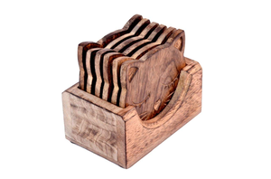 Natural Wooden Coaster Set Rustic Look for Kitchen and Dining Handmade Wooden Tea Coasters with Smooth Edges for Table <b>Safety</b> - Product Image 2