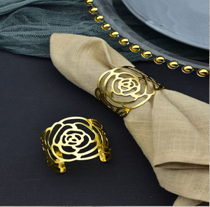 Rond de serviette décoratif en or poli, rouleau de feuille artistique, pièce maîtresse élégante, célébrations, disponible au prix de gros. - Product Image 5