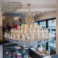Bougie luxueuse dorée en cristal, grand diviseur de mariage de 2m de large, Chandelier, foyer