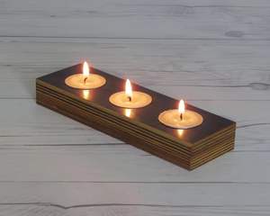 Portavelas de madera con forma de rectángulo negro transparente personalizado, contenedores, recipientes para soporte de velas - Product Image 1